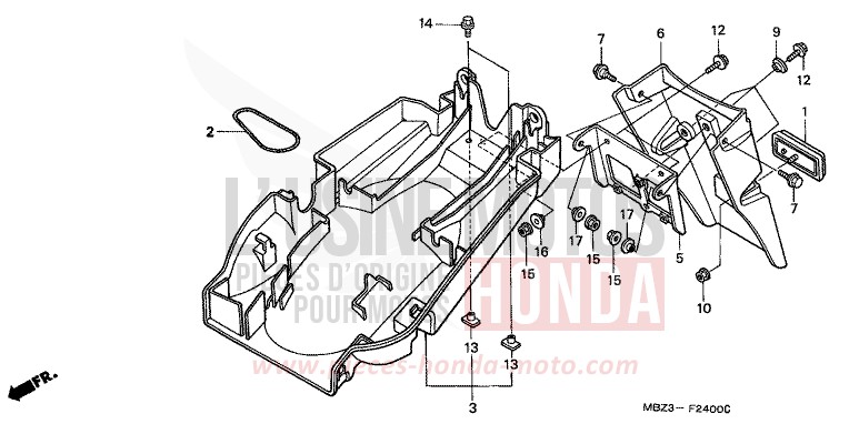 KOTFLUEGEL, HINTEN von CB1300 Super Bold'or ABS CANDY BLAZING RED (R195) von 1998